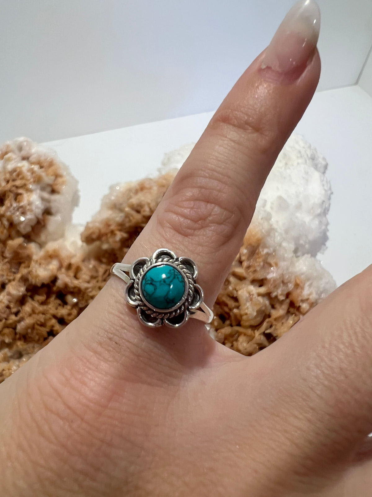 Howlite Ring in 925 Italian Sterling Silver