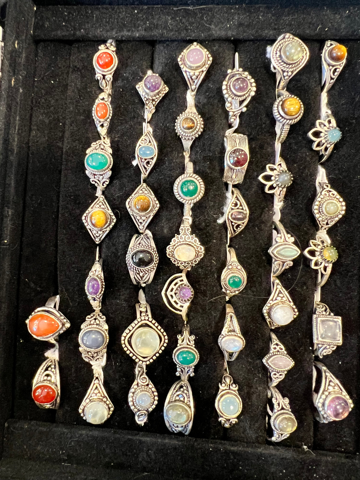 Natural Silver-Plated Crystal Rings Collection “Delicate A”