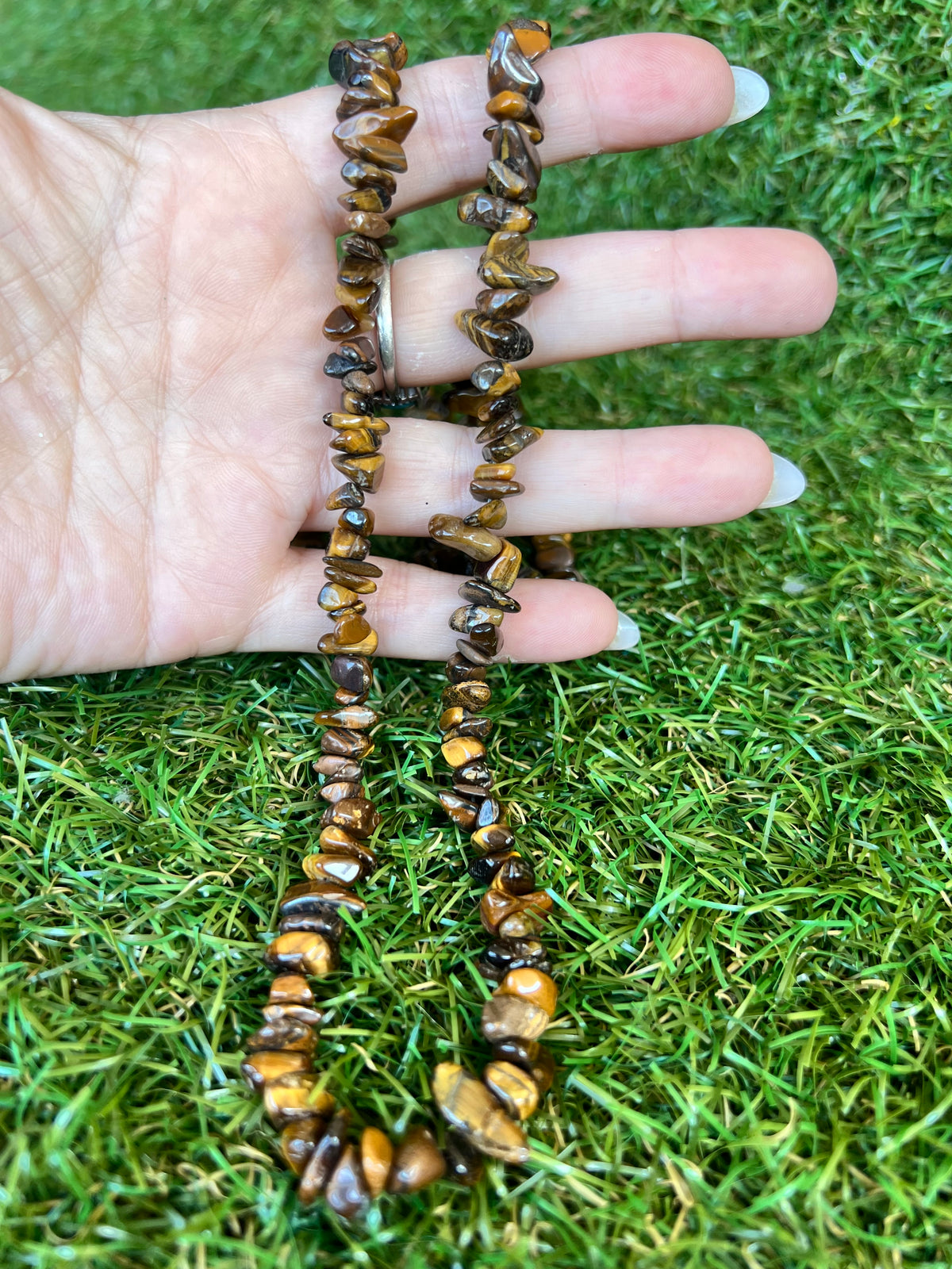 Natural Tiger’s Eye Chip Necklace | Genuine Irregular Gemstone Chips | Protection, Confidence & Courage