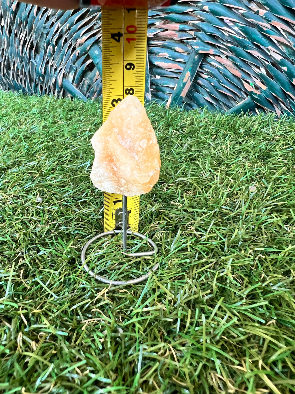 Natural Raw Orange Calcite on Metal Stand | Crystal Display | Approx. 8 cm | Joy, Confidence & Creativity