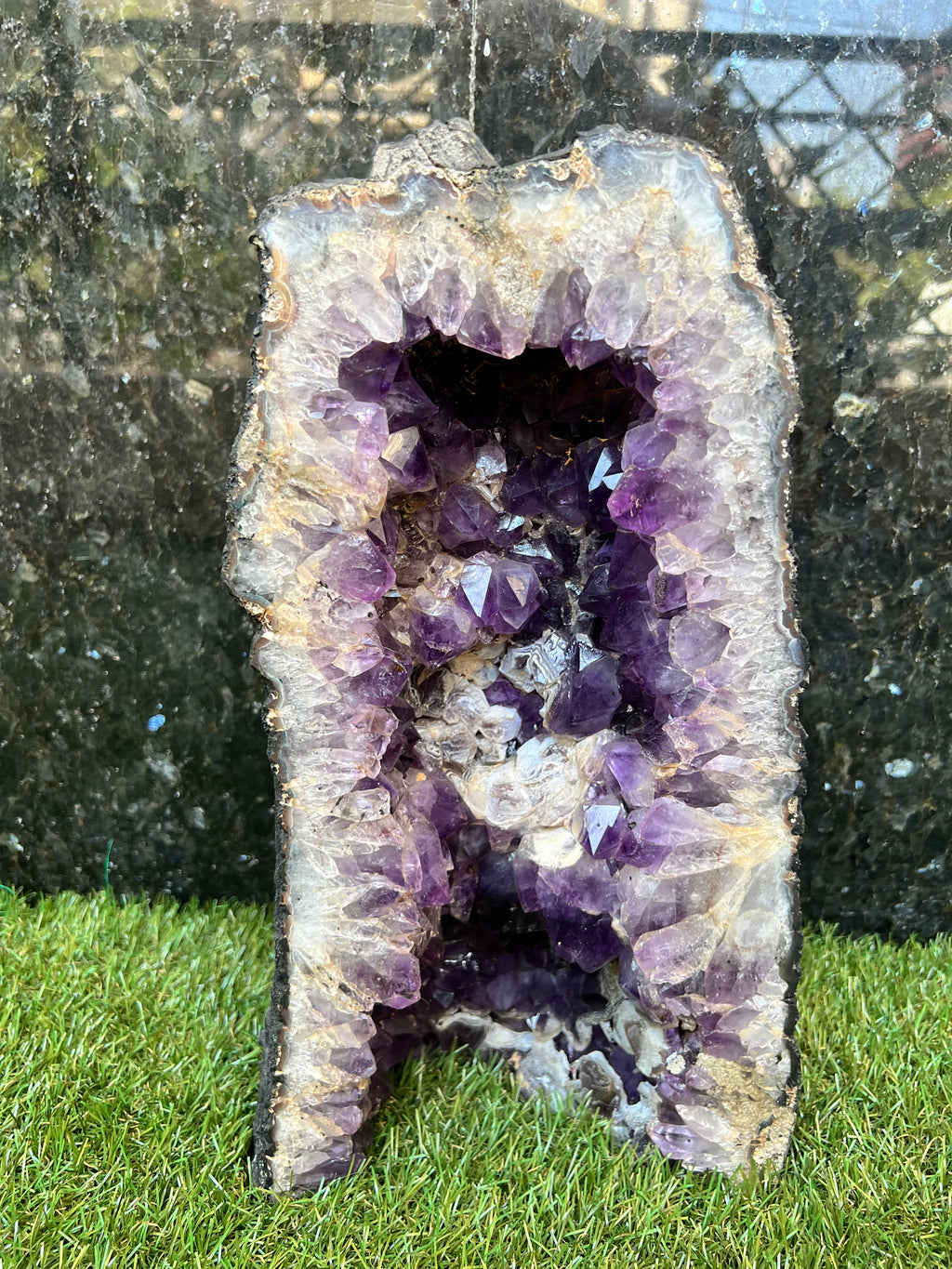 Natural Amethyst Cathedral Geode with Calcite – 7.55 kg