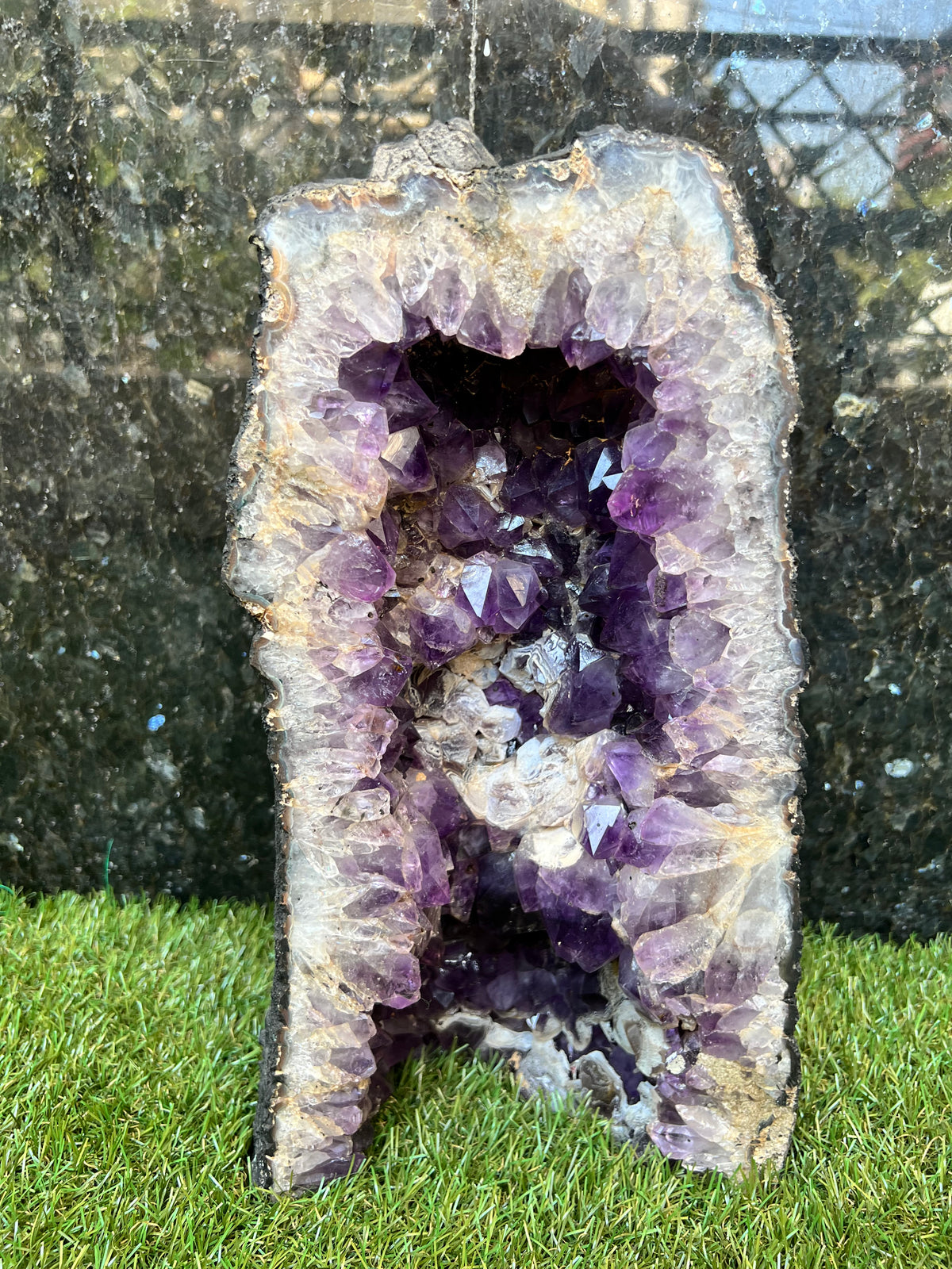 Natural Amethyst Cathedral Geode with Calcite – 7.55 kg