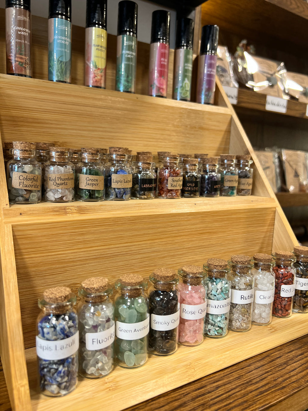 Natural Crystal Chip Bottle | Genuine Gemstone Chips in Glass Bottle | Mini Crystal Collection