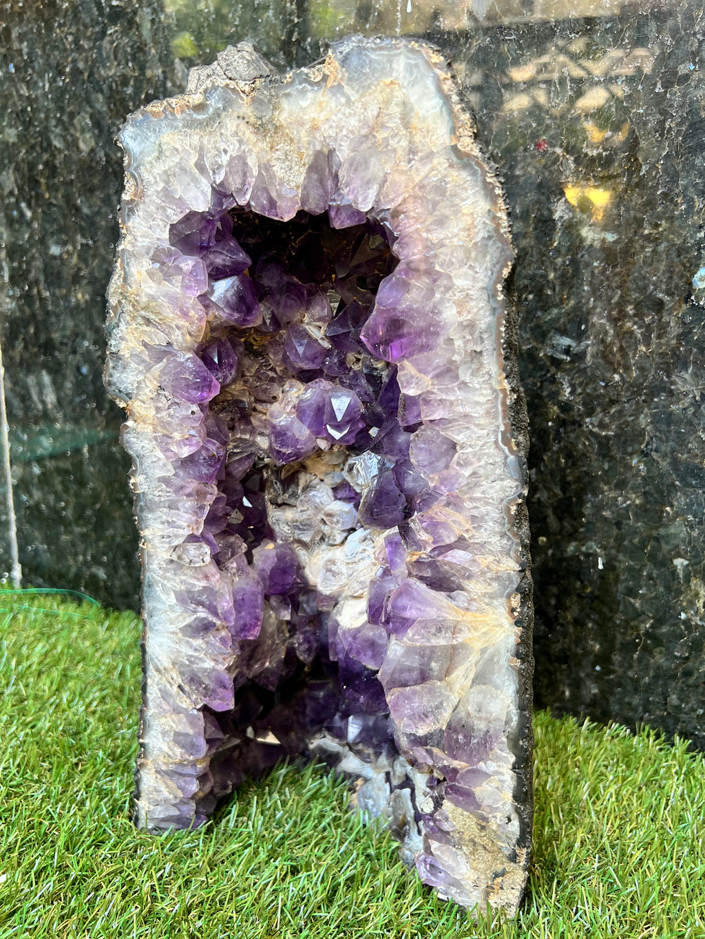 Natural Amethyst Cathedral Geode with Calcite – 7.55 kg