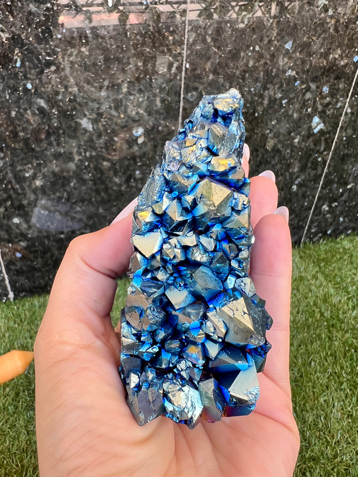 Natural Blue Titanium Aura Quartz Cluster – 309 g