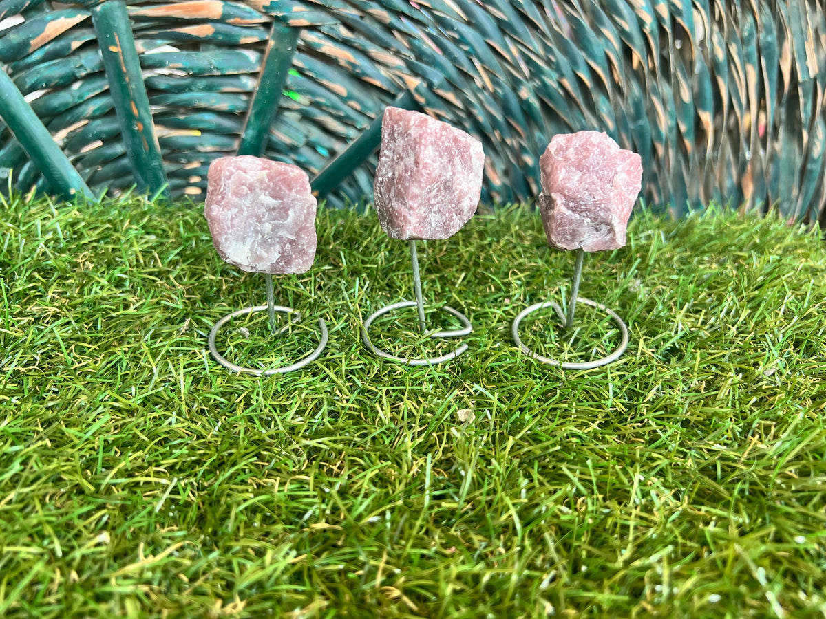 Natural Raw Lepidolite on Metal Stand | Crystal Display | Approx. 8 cm | Calm & Balance