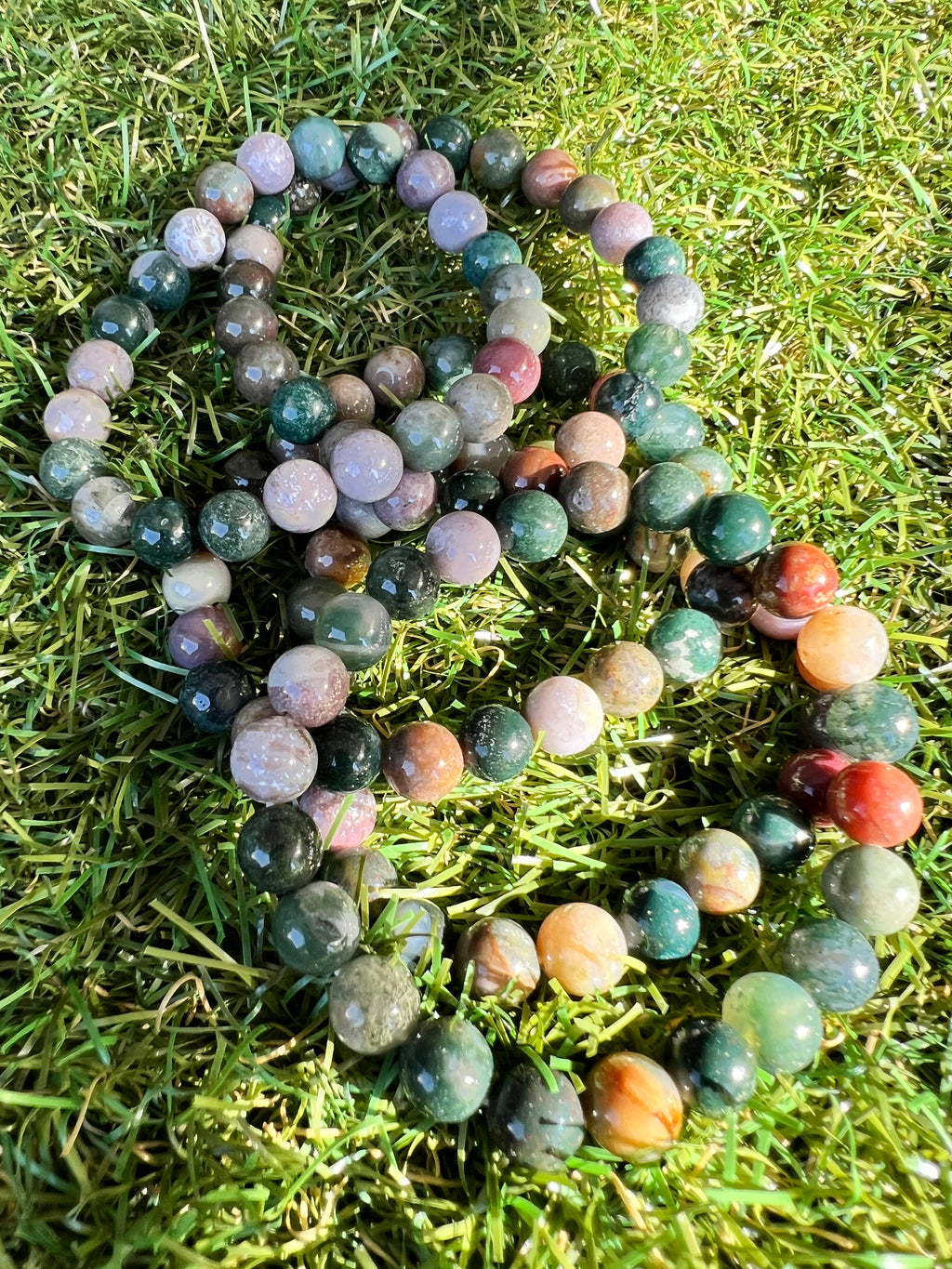 Natural Indian Agate 8mm Beaded Bracelet | Grounding, Stability & Protection Crystal Bracelet