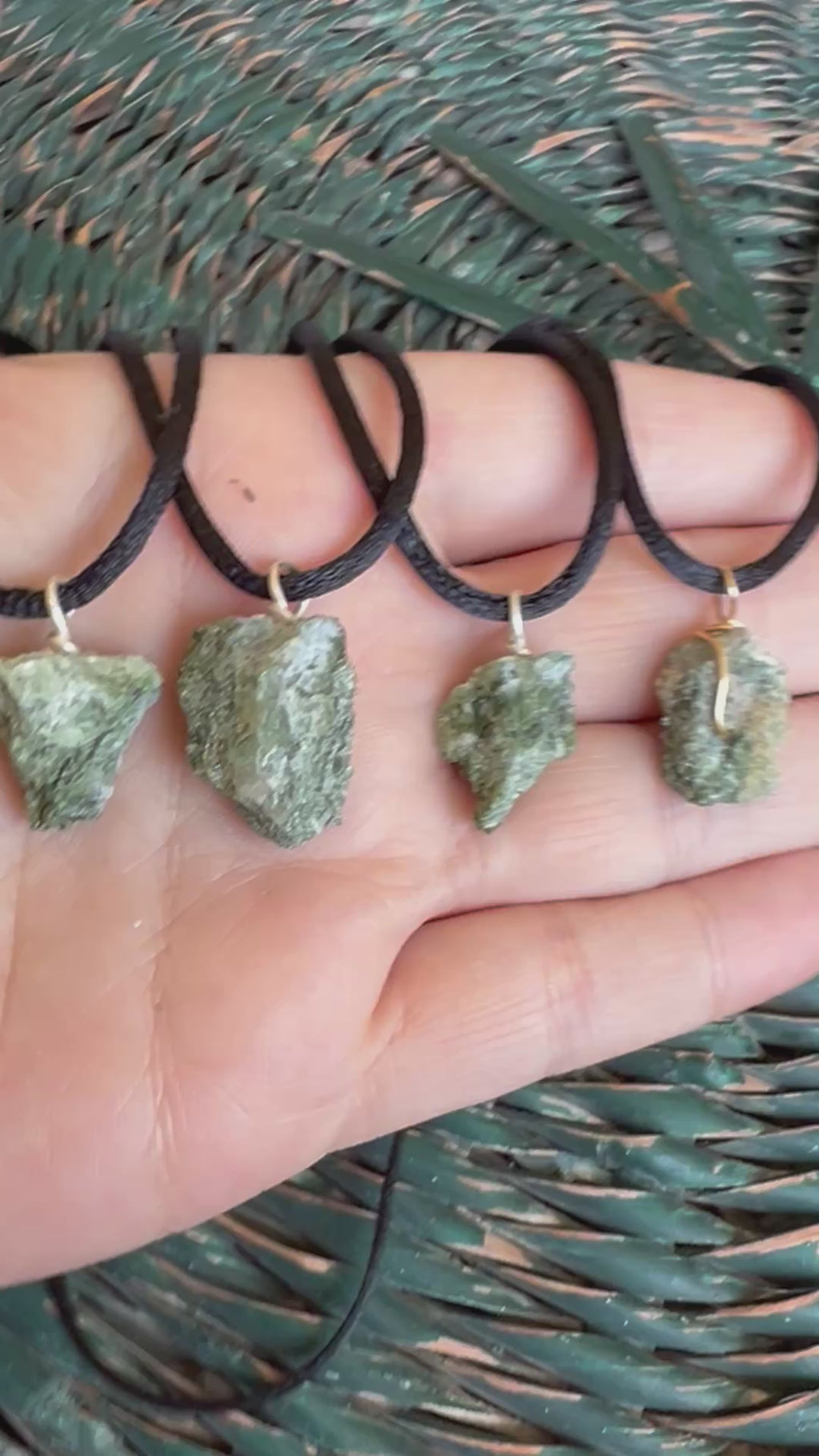 Natural Raw Green Diopside Necklace – Adjustable Crystal Cord