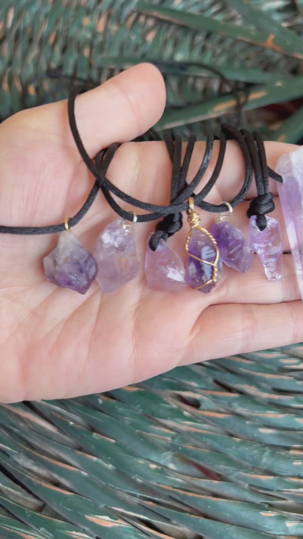 Natural Amethyst Necklace – Raw or Polished Rectangle (Adjustable Cord)