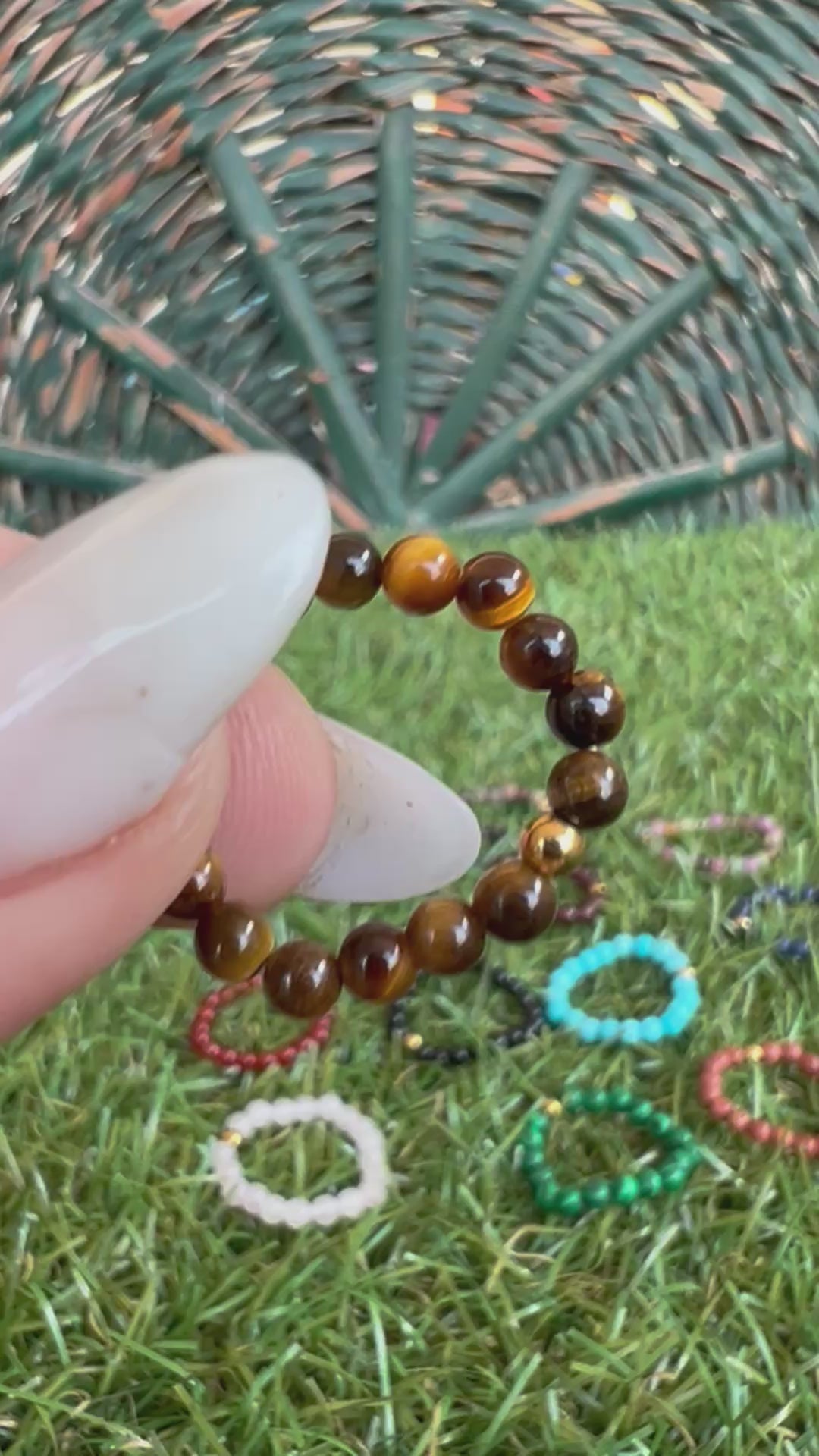 Natural Elastic Gemstone Beaded Ring – Intention & Energy | 3 mm