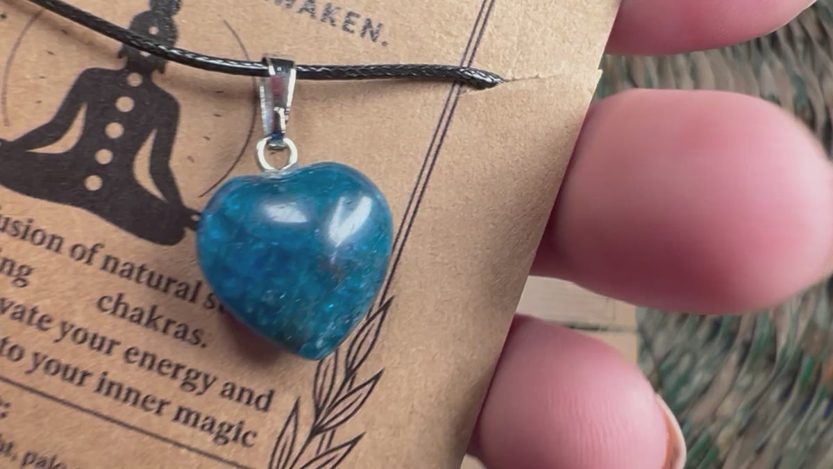 Natural Blue Apatite Heart Necklace